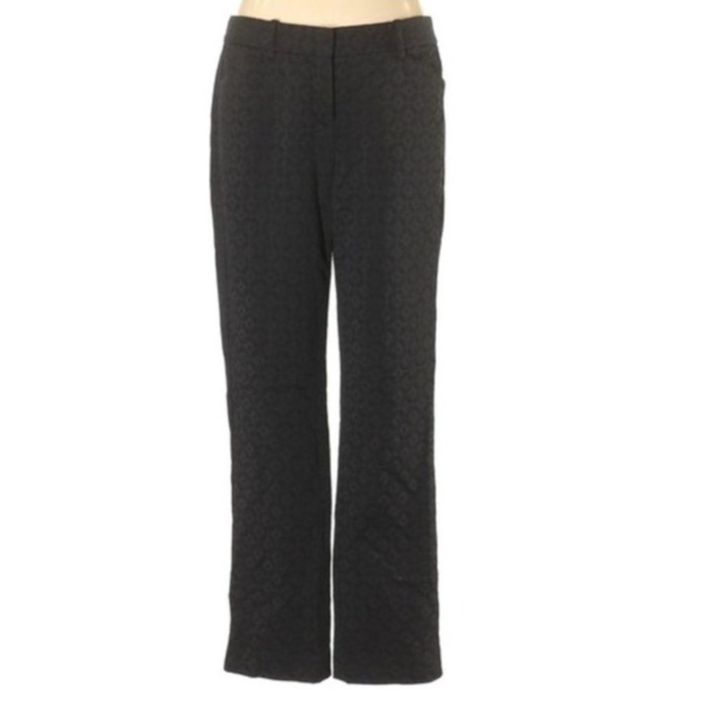Theory Black Jacquard Geometric Textured Straight Leg Trousers Pants Size 2 - Picture 9 of 10